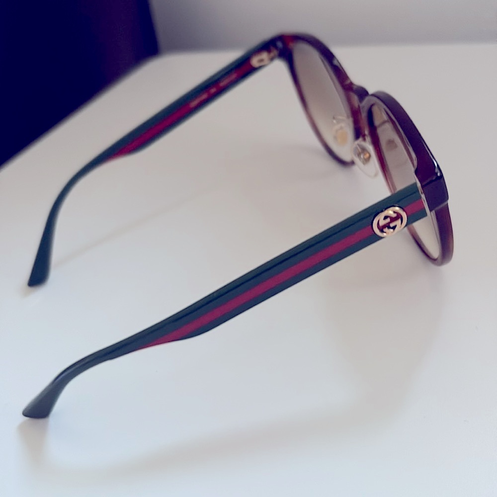 NEW [Gucci] Authenticated Luxury Round Sunglasses in Tortoiseshell/Green Acetate - Picture 8 of 15